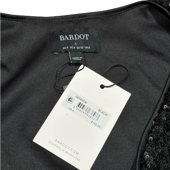 NWT! Bardot Sequin Sparkle Bellissa Dress In Black - Size Small / US4 - Picture 8 of 8
